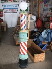 Early Green Porcelain Standing Barber Pole