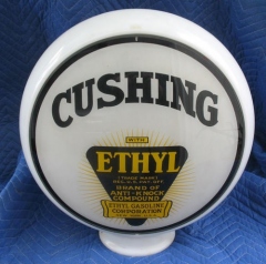Rare Cushing Ethyl Banded Glass Gas Globe