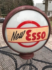 Very Rare "New Esso" Essolene Metal Frame Gas Globe
