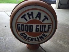 Very Rare Good Gulf Metal Frame Gas Globe