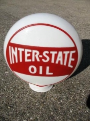 Rare Interstate Oil One Piece Etched Gas Globe