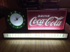 Coca Cola Light Up Clock Sign