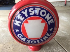 Rare Keystone Metal Frame Gas Globe