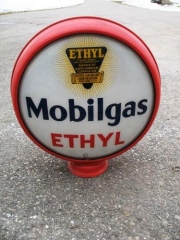 Scarce Vacuum Oil Mobil Ethyl Metal Frame Gas Globe