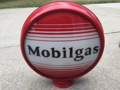 Early Socony Mobil Progressive Lines Metal Frame Gas Globe