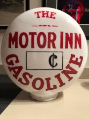 Very Rare Motor Inn One Piece Etched Gas Globe