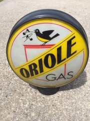 Very Rare Oriole Metal Frame Gas Globe