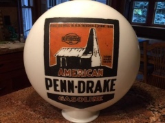 Very Rare One Piece Etched Penn-Drake Gas Globe