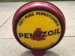 Very Rare Pennzoil Safe Lube Metal Frame Oil Globe