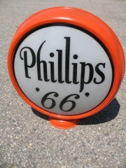 Very Rare Phillips 66 Black Script Metal Frame Gas Globe