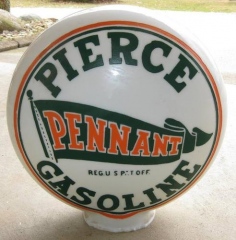 Rare Pierce Pennant One Piece Etched Gas Globe