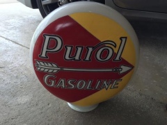 Very Rare Purol One Piece Etched Gas Globe