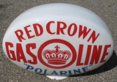 Rare Early Red Crown Polarine One Piece 1910s Gas Globe