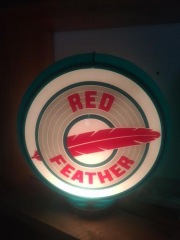 Rare Red Feather Original Green Capco Gas Globe