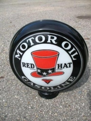 Beautiful Red Hat Motor Oils Gas Globe