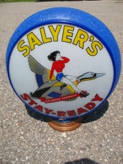 Very Rare Mint Salyers Stay Ready Original Blue Ripple Gas Globe!