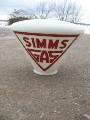 Rare Simms Three Sided One Piece Cone Shaped Gas Globe