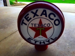 Rare Texaco Ethyl Metal Frame Gas Globe