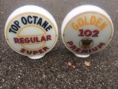 Top Octane & Golden 102 Ethyl 12.5" Glass Gas Globes