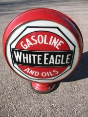 Rare White Eagle Metal Frame Gas Globe