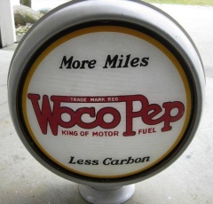 Early Woco Pep Porcelain Frame Gas Globe